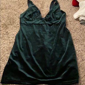 Green Velvet Plunge Dress